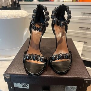 Alaia Leather Chamois Bombe Ankle Cuff Sandals Size 8.5